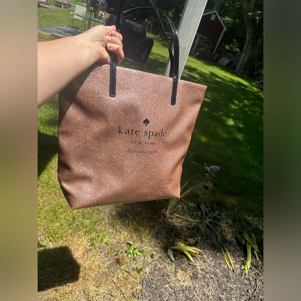 NWOT Kate spade rose gold glitter tote